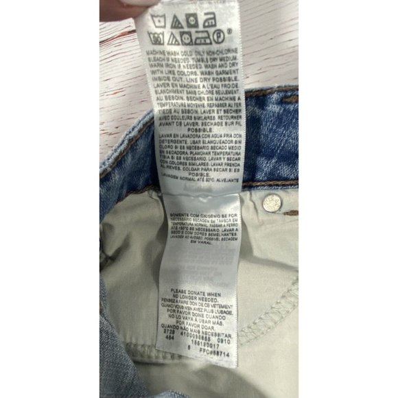 Levis 526 Jean Shorts Sz 4 Stretch Denim Booty Raw Hem Cut Offs 3” Inseam Light - Picture 11 of 11